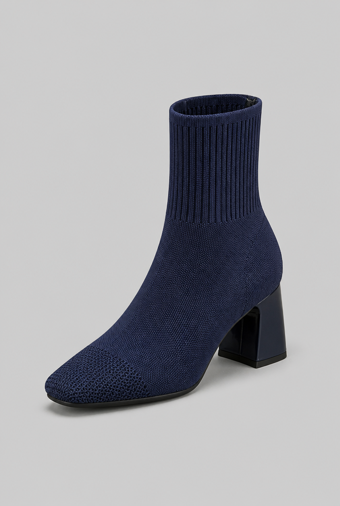 Knit Sock Boots with Block Heel Audrey Calvero