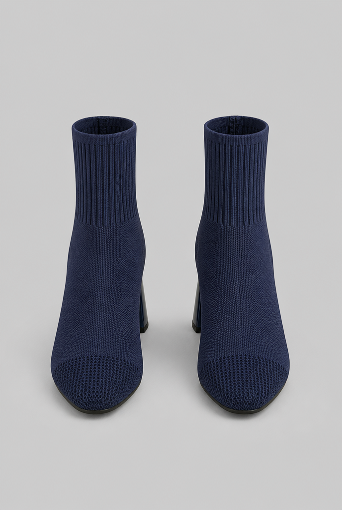 Knit Sock Boots with Block Heel Audrey Calvero
