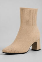 Knit Sock Boots with Block Heel Audrey Calvero