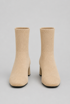 Knit Sock Boots with Block Heel Audrey Calvero
