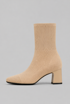 Knit Sock Boots with Block Heel Audrey Calvero