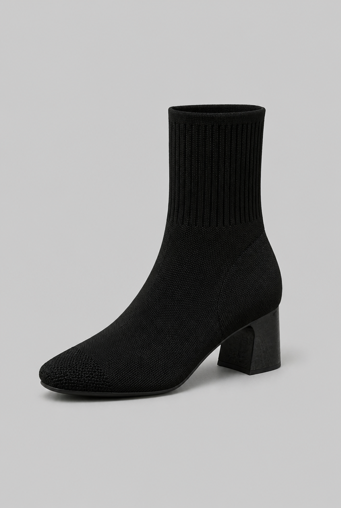 Knit Sock Boots with Block Heel Audrey Calvero