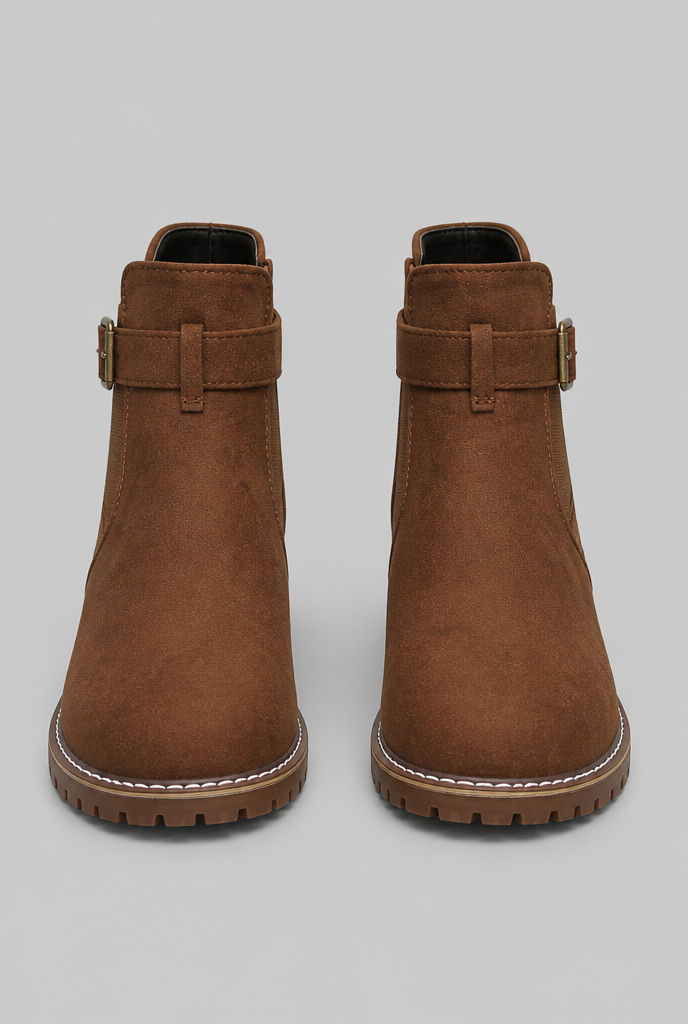 Suede Buckle Ankle Boots Audrey Calvero