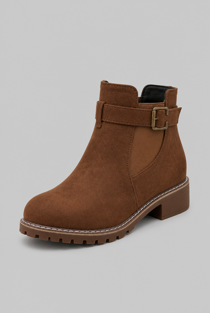 Suede Buckle Ankle Boots Audrey Calvero