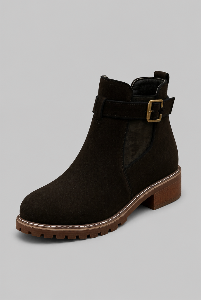 Suede Buckle Ankle Boots Audrey Calvero