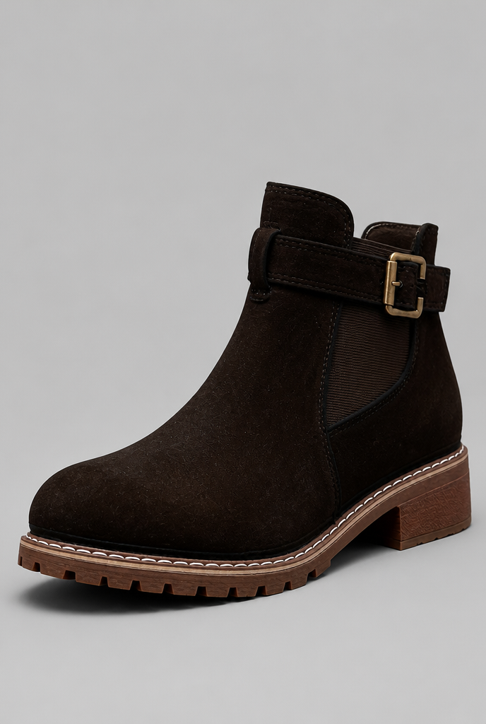 Suede Buckle Ankle Boots Audrey Calvero