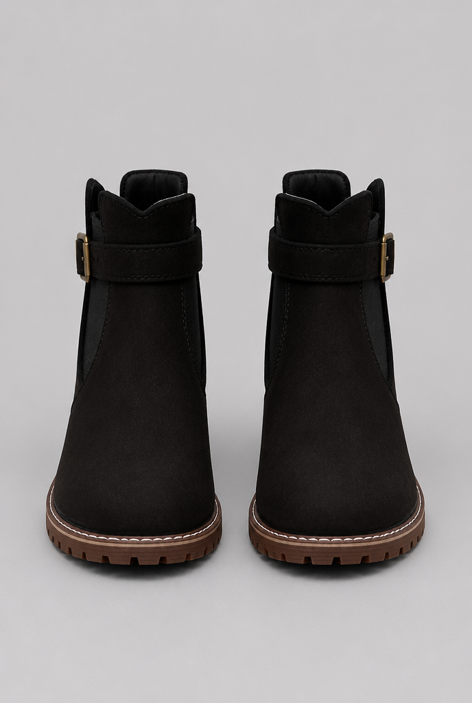 Suede Buckle Ankle Boots Audrey Calvero