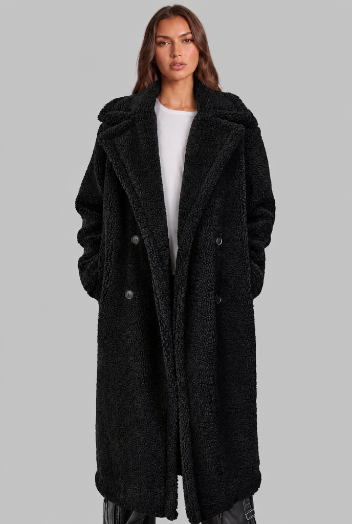 Oversized Wool Coat with Notched Lapel Audrey Calvero