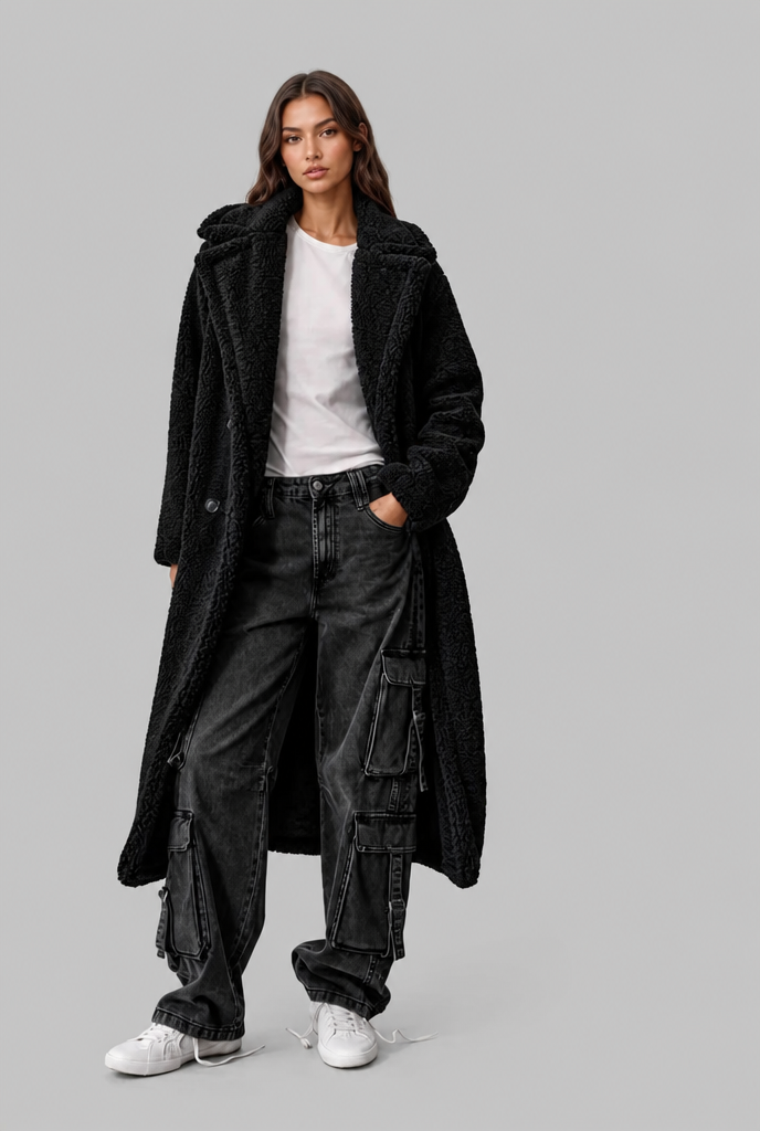 Oversized Wool Coat with Notched Lapel Audrey Calvero