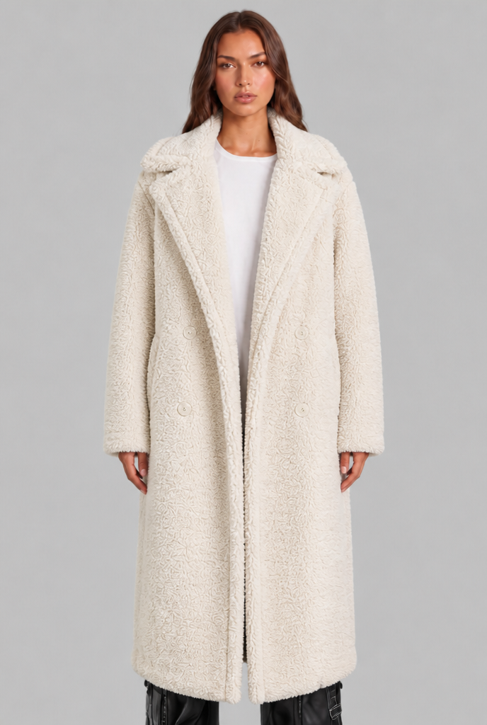 Oversized Wool Coat with Notched Lapel Audrey Calvero
