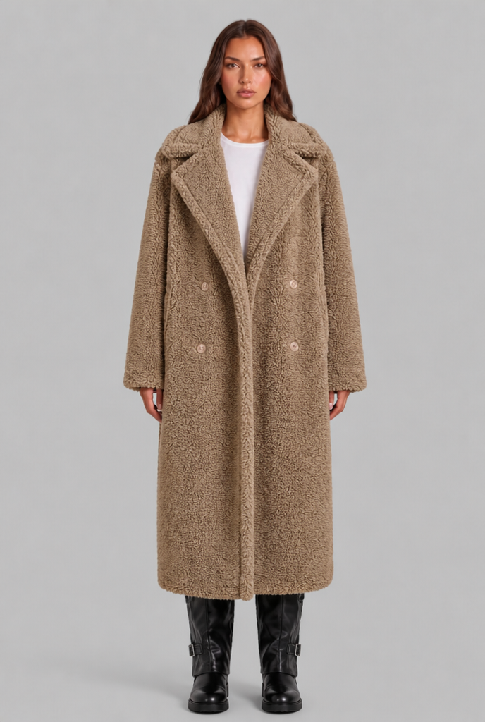 Oversized Wool Coat with Notched Lapel Audrey Calvero