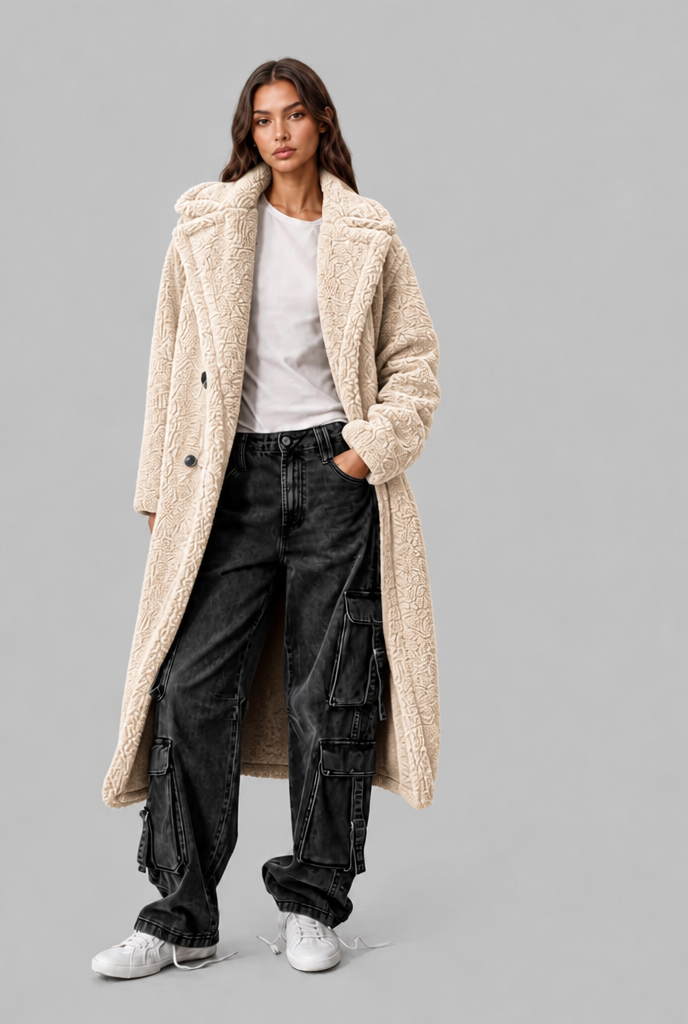 Oversized Wool Coat with Notched Lapel Audrey Calvero