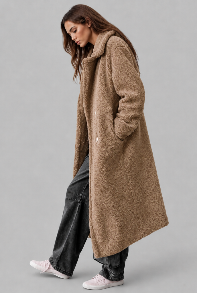 Oversized Wool Coat with Notched Lapel Audrey Calvero
