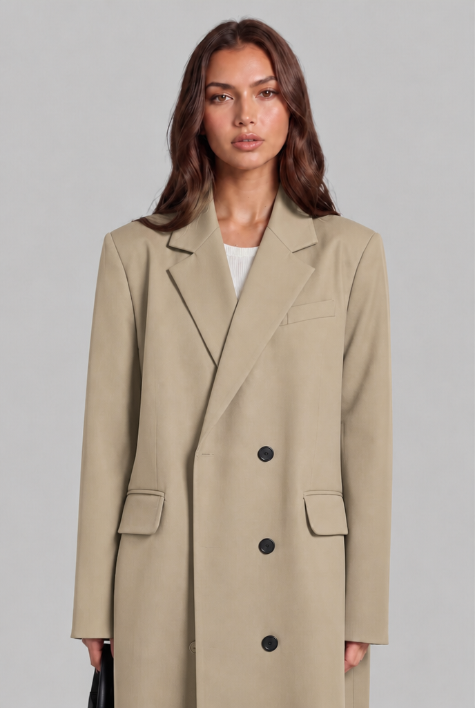 Tailored Trench Coat with Notched Lapel Audrey Calvero