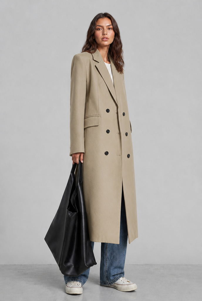 Tailored Trench Coat with Notched Lapel Audrey Calvero