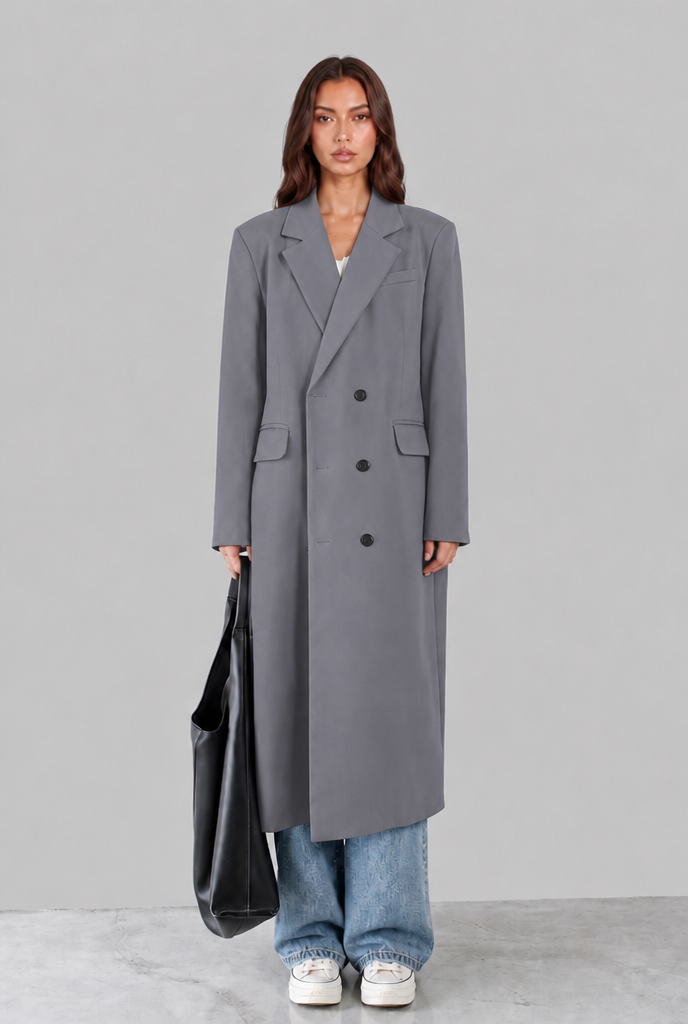 Tailored Trench Coat with Notched Lapel Audrey Calvero