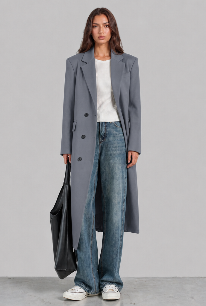 Tailored Trench Coat with Notched Lapel Audrey Calvero