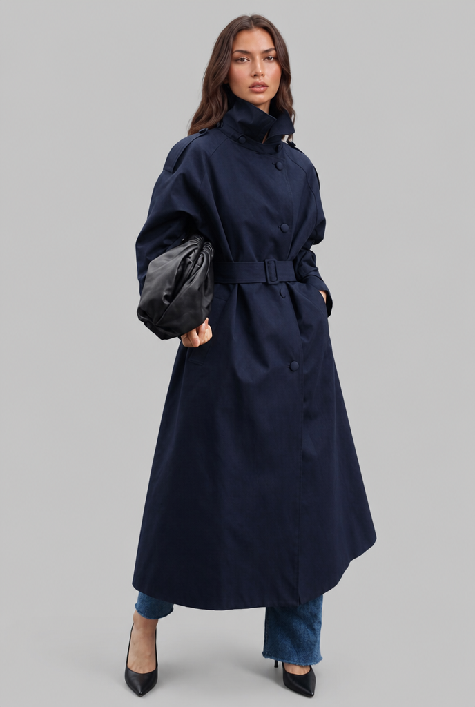 Longline Belted Trench Coat Audrey Calvero