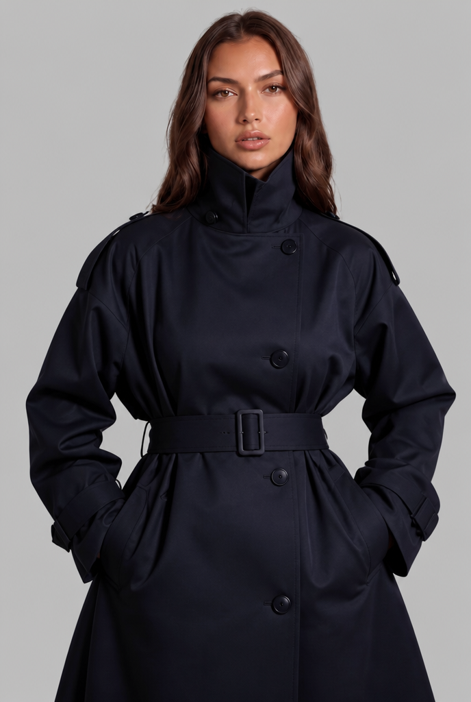 Longline Belted Trench Coat Audrey Calvero