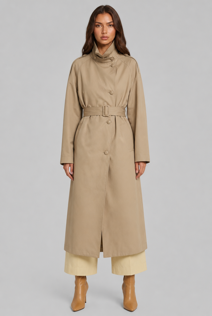 Longline Belted Trench Coat Audrey Calvero