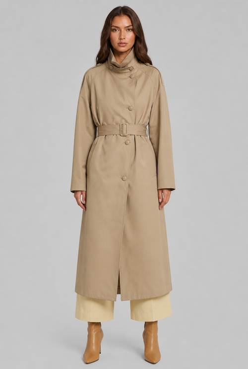 Longline Belted Trench Coat Audrey Calvero