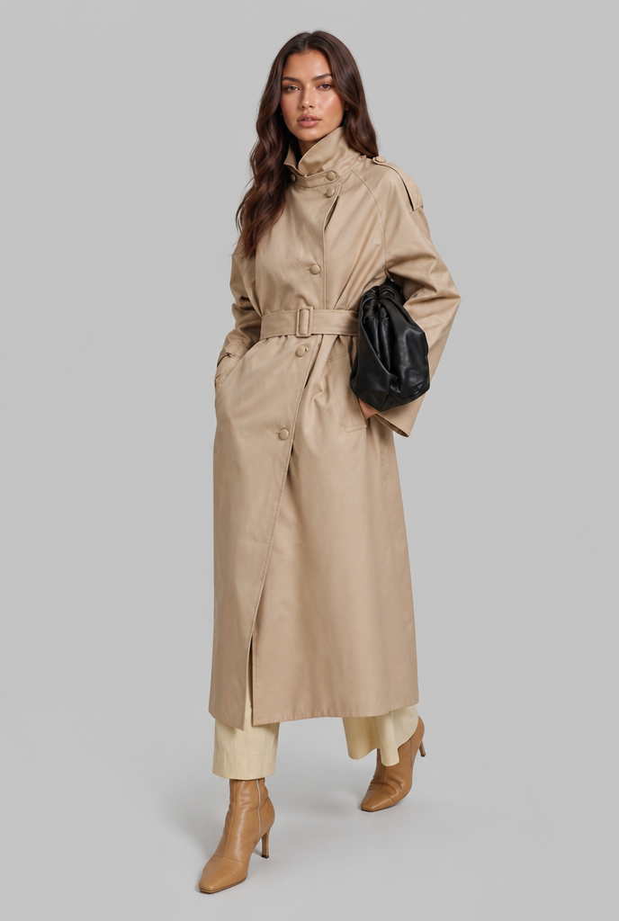 Longline Belted Trench Coat Audrey Calvero