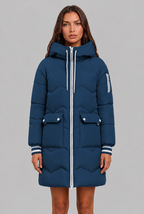 Longline Puffer Coat with Contrast Zip Audrey Calvero