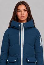 Longline Puffer Coat with Contrast Zip Audrey Calvero