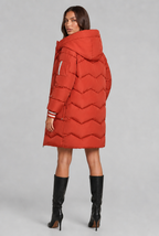 Longline Puffer Coat with Contrast Zip Audrey Calvero
