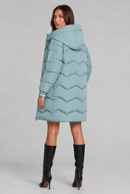 Longline Puffer Coat with Contrast Zip Audrey Calvero