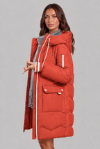 Longline Puffer Coat with Contrast Zip Audrey Calvero