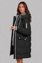 Longline Puffer Coat with Contrast Zip Audrey Calvero