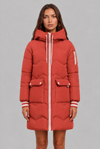 Longline Puffer Coat with Contrast Zip Audrey Calvero