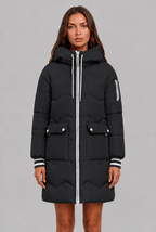 Longline Puffer Coat with Contrast Zip Audrey Calvero