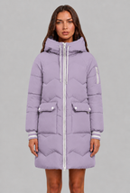 Longline Puffer Coat with Contrast Zip Audrey Calvero