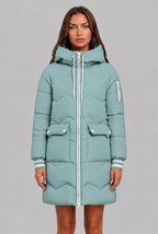 Longline Puffer Coat with Contrast Zip Audrey Calvero