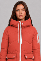 Longline Puffer Coat with Contrast Zip Audrey Calvero