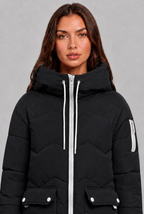 Longline Puffer Coat with Contrast Zip Audrey Calvero