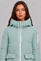 Longline Puffer Coat with Contrast Zip Audrey Calvero