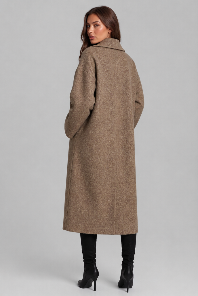 Oversized Wool Coat with Notched Lapel Audrey Calvero