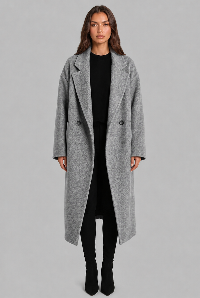 Oversized Wool Coat with Notched Lapel Audrey Calvero