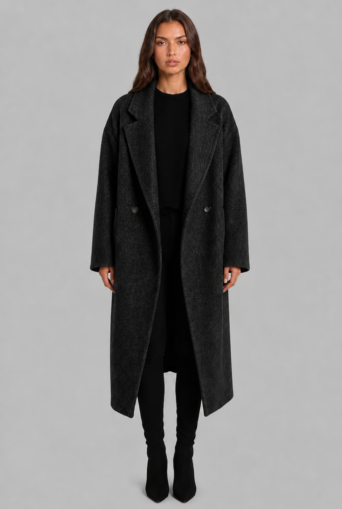 Oversized Wool Coat with Notched Lapel Audrey Calvero