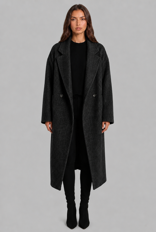 Oversized Wool Coat with Notched Lapel Audrey Calvero