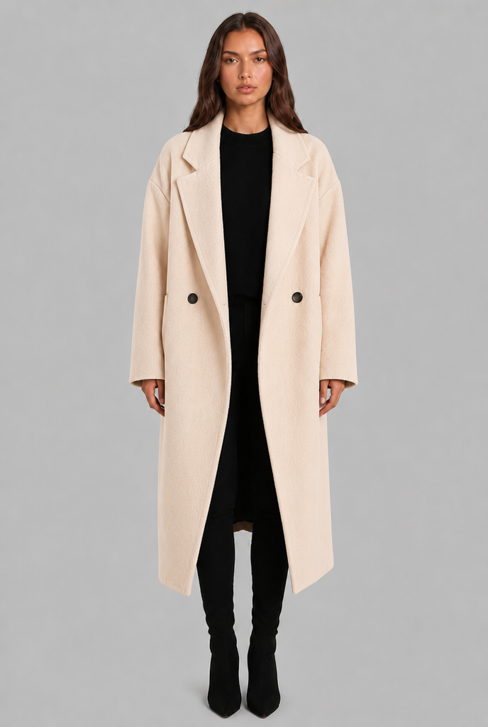 Oversized Wool Coat with Notched Lapel Audrey Calvero