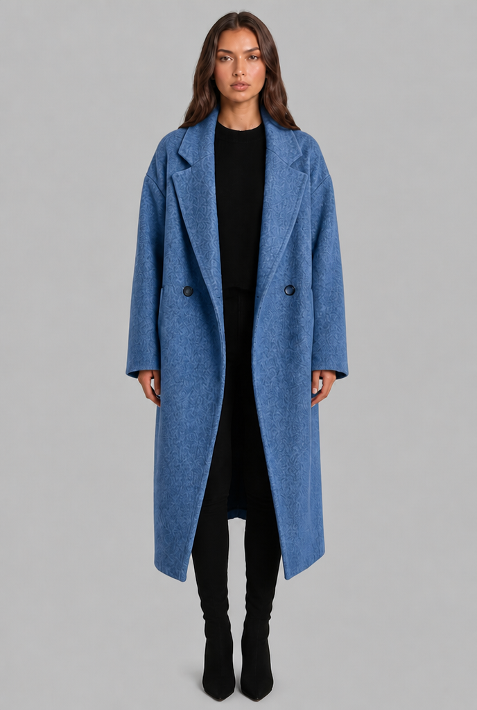 Oversized Wool Coat with Notched Lapel Audrey Calvero
