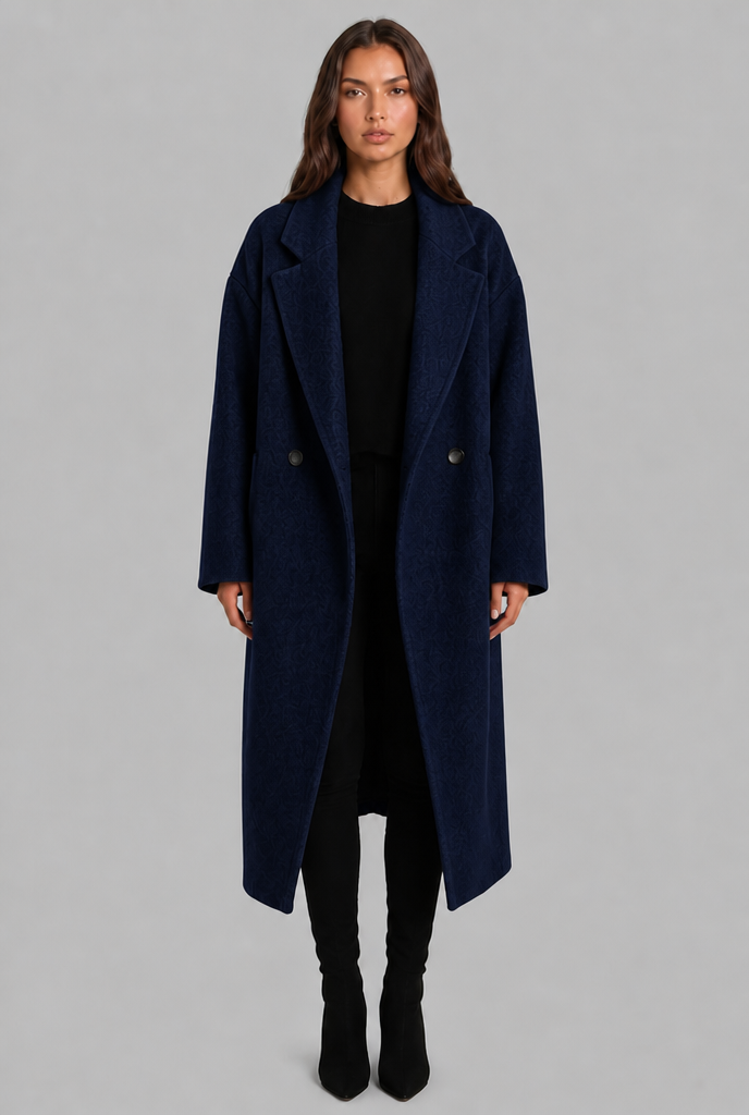 Oversized Wool Coat with Notched Lapel Audrey Calvero