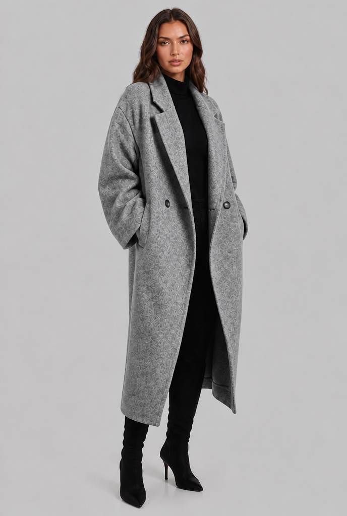 Oversized Wool Coat with Notched Lapel Audrey Calvero