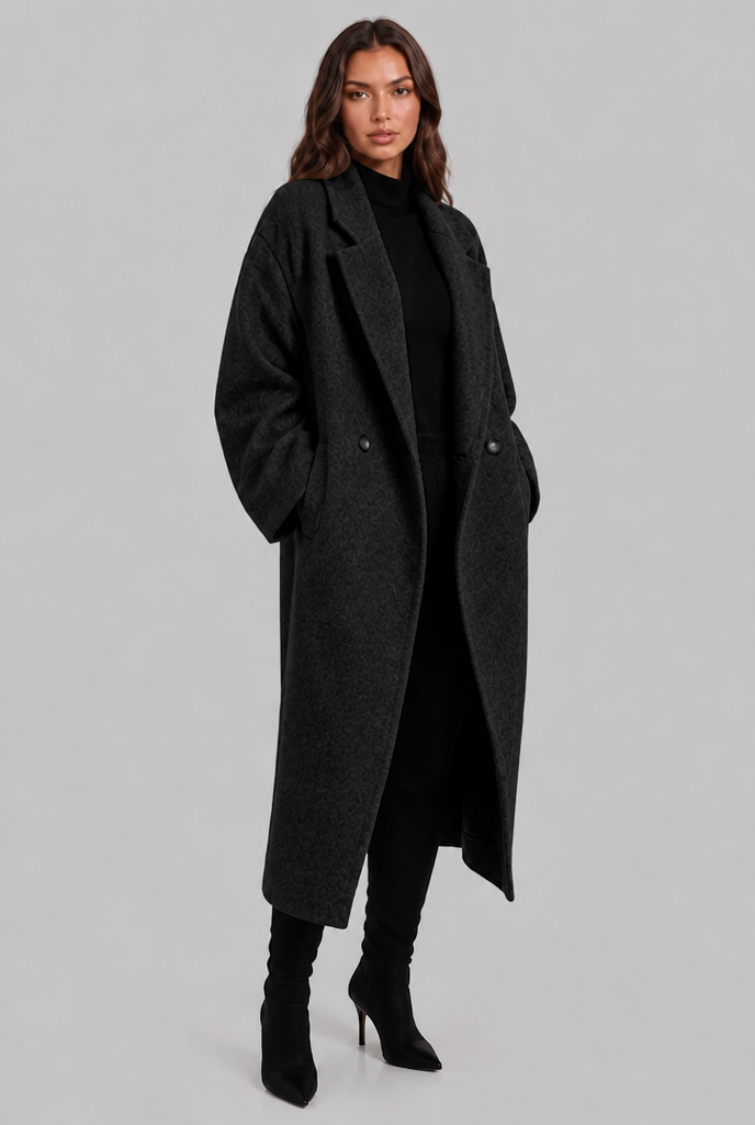 Oversized Wool Coat with Notched Lapel Audrey Calvero