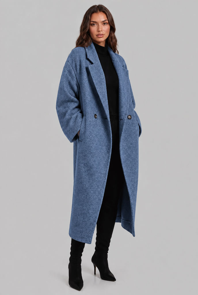Oversized Wool Coat with Notched Lapel Audrey Calvero