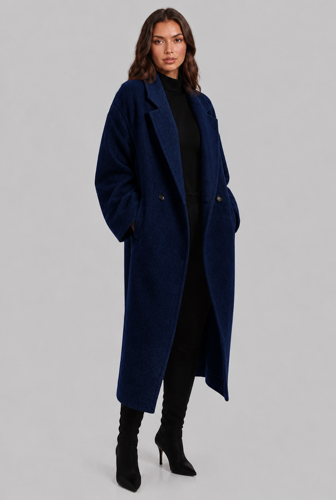 Oversized Wool Coat with Notched Lapel Audrey Calvero